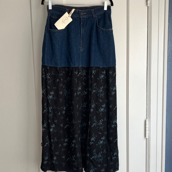 Urban Renewal Blue and Black Maxi Skirt - Picture 1 of 4